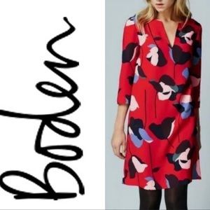 Boden Easy Notch Floral Red Tunic Dress Sz 10R
